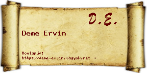 Deme Ervin névjegykártya